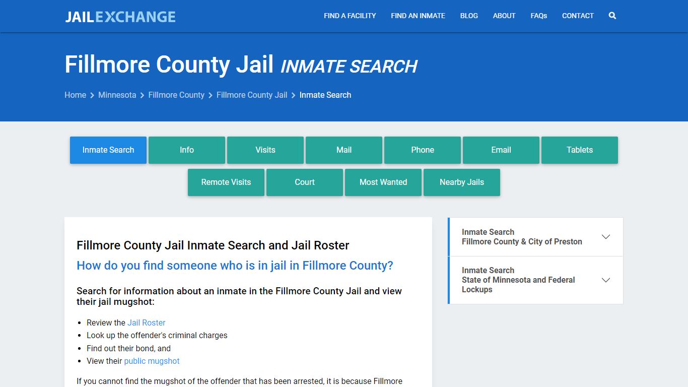 Inmate Search: Roster & Mugshots - Fillmore County Jail, MN